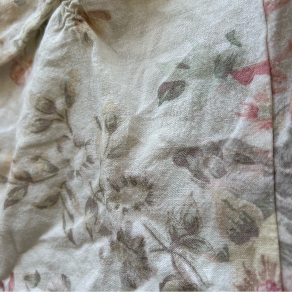 H&M Sweetheart Neckline Linen Blend Dainty Top Floral Puff Sleeves size 6 S/M - Picture 13 of 14